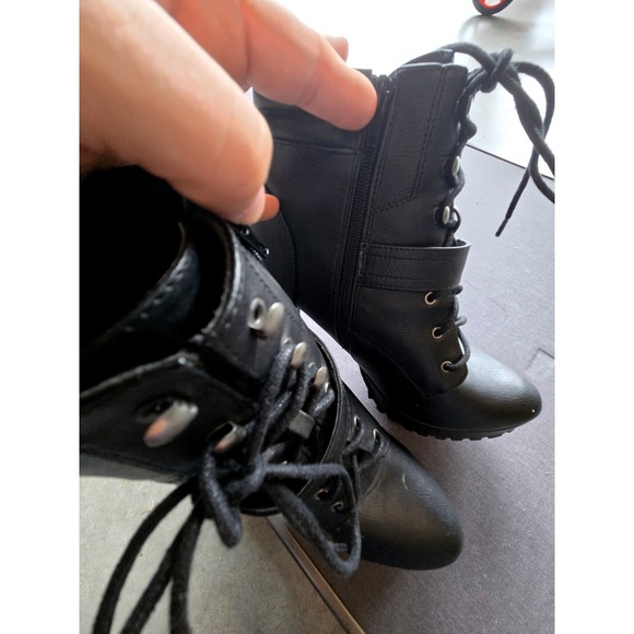 JUSTFAB Black Lace Up Side Zip High Heel Platform Ankle Boots Women US 9.5 - Picture 7 of 7